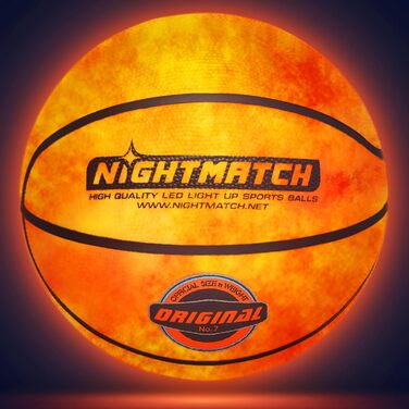 Світловий баскетбольний м'яч NIGHTMATCH LED, водонепроникний, офіційний розмір 7, сенсорне підсвічування, комплект для гри в темряві
