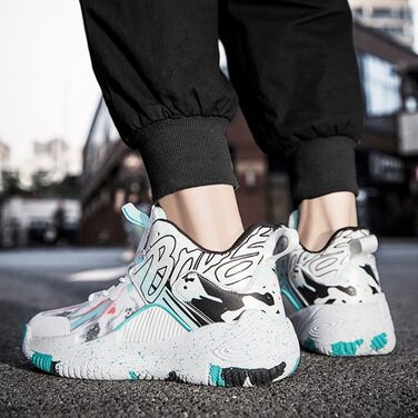 Кросівки баскетбольні для чоловіків та жінок, спортивне взуття, кросівки для ходьби, легкі, неслизькі, зносостійкі, біло-чорні, 38 EU, вузька колодка