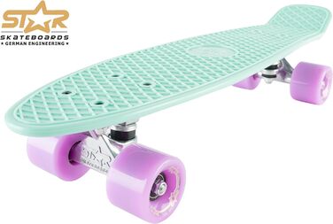 Скейтборд BIKESTAR Vintage Retro Cruiser 60 мм для дітей та дорослих, багатобарвний, для початківців від 6 років
