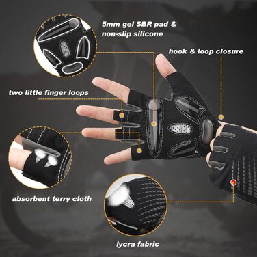 Фahrradhandschuhe MTB: Рукавички для їзди на велосипеді, літні, для чоловіків та жінок, сірі (M)