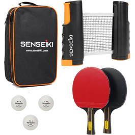 Набір для пінг-понгу: 2 ракетки преміум-класу, 3 тенісні м'ячі, мережа та кейс | Набір для настільного тенісу
