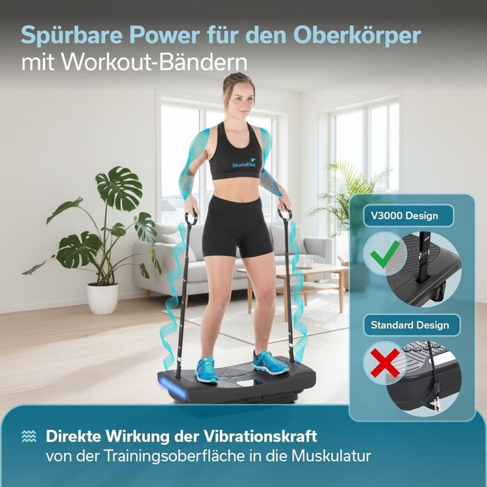 Платформа вібрації Skandika 4D V3000 Plus | Віброплатформа для дому, 60 рівнів, 3+1 програми, до 150 кг