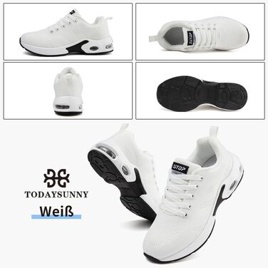 Жіночі кросівки для бігу та ходьби: дихаючі, з амортизацією, антиковзаючі, для залу та вулиці, білі, 37 EU