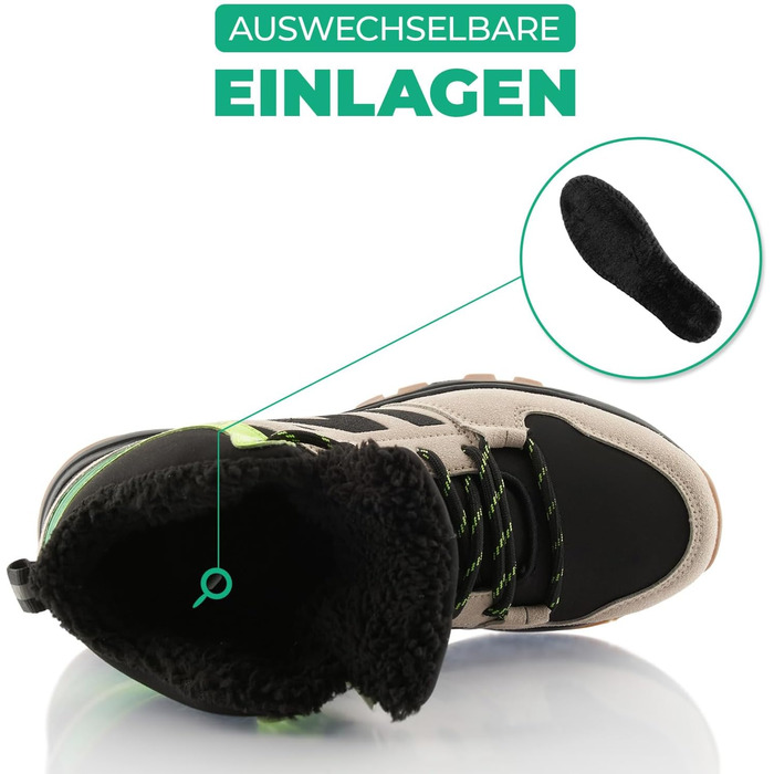Черевики для ходьби жіночі та чоловічі, зимові, утеплені, Softshell, 43 EU, Бежевий, Чорний, Зелений