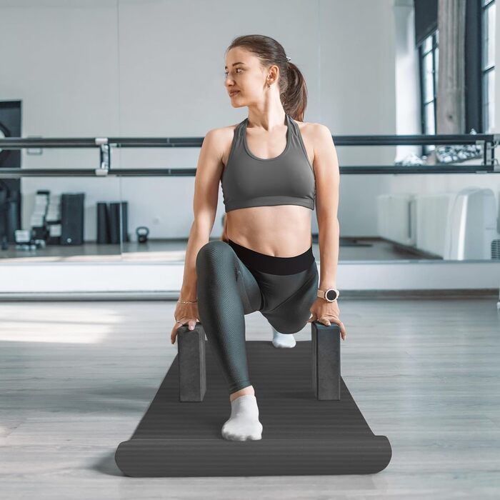 Набір для йоги BalanceFrom GoYoga 7 в 1: килимок 1/2'' з ременем, 2 блоки, рушник для килимка, рушник для рук, ремінь, наколінник, сірий