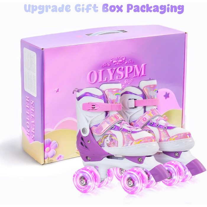 Ролики для дівчаток та хлопчиків, ролики для дітей, регульовані ролики з 8 світлодіодними колесами, розміри S (EU28-31), фіолетові