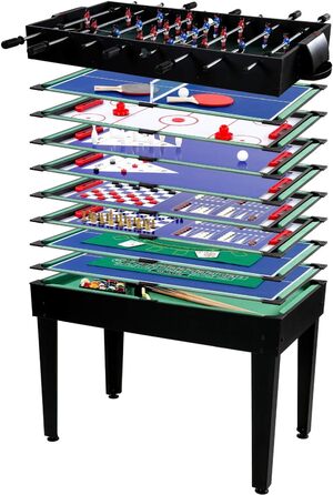 Ігровий стіл Multigame Mega 15 в 1 з аксесуарами: пінг-понг, більярд, кікер, швидкий хокей, 3 кольори (чорний)