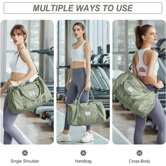 Спортивна сумка HYC00 для жінок та чоловіків, дорожня сумка-вояджер, Gym bag, сумка для плавання, йоги, тренувань, з відділенням для мокрого одягу та взуття, армійний зелений