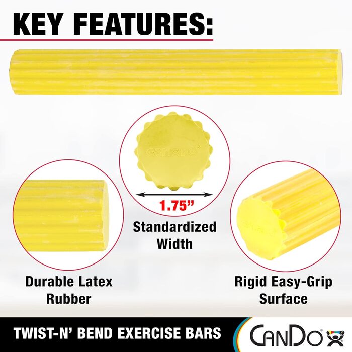 Тренажер для рук і пальців CanDo Twist-n-Bend, гнучкий жовтий, дуже легкий