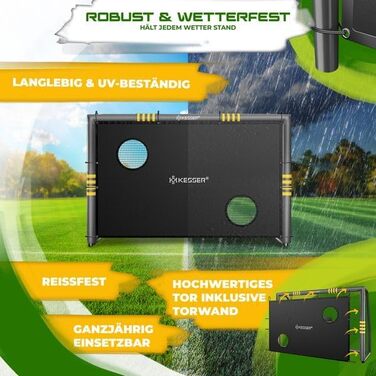 Ворота для футболу KESSER® для саду: міцні, для тренувань, з UV-стійкою сіткою, сталевий каркас з підкладкою, земляні анкери, повітряний насос, фішки, монтажні аксесуари для дітей та дорослих 180 см - з ворітною рамою антрацитового кольору