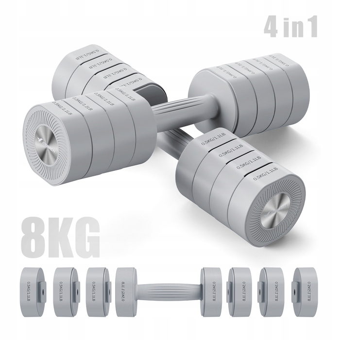Регульовані гантелі 1–4 кг 4 в 1, фітнес-набір, колір сірий