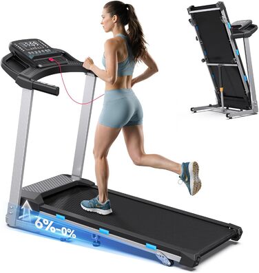 Біговий доріжки для дому Cardirun 3.0PS, 12 км/год, нахил 10%, до 160 кг, LED-дисплей, APP, Bluetooth, тиха, срільно-чорний