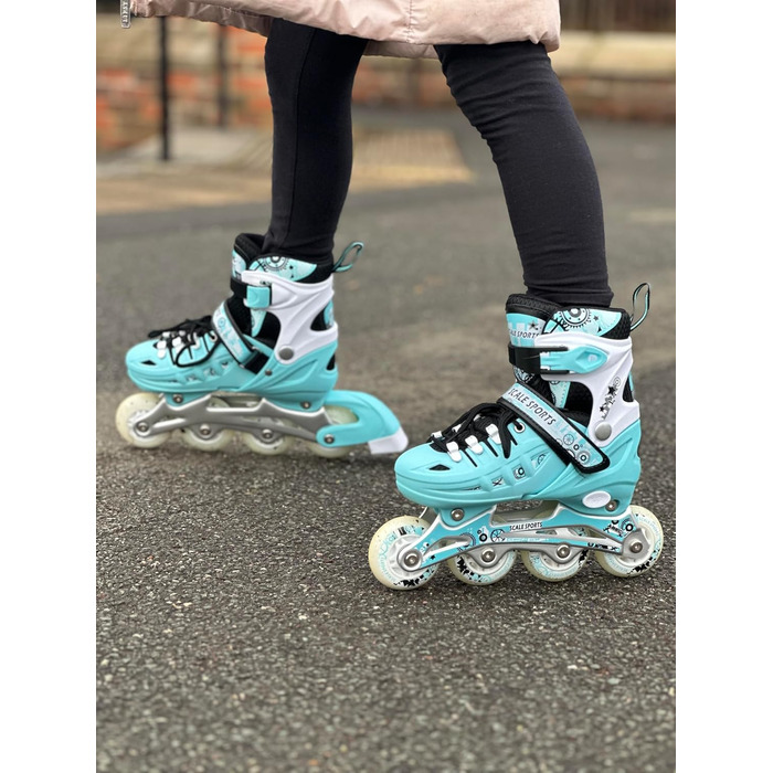 Дитячі ролики-коліщатка з підсвічуванням, чорно-білі (М'ятний, L)
