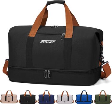 Спортивна сумка-рюкзак для чоловіків та жінок з відділенням для взуття та мокрих речей, велика місткість, легка, водонепроникна, чорна