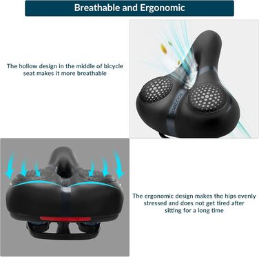 Велосипедний сідло ROCKBROS для жінок та чоловіків з Memory Foam, комфортне та зняття тиску, для MTB, City та Trekking велосипедів (Чорний)