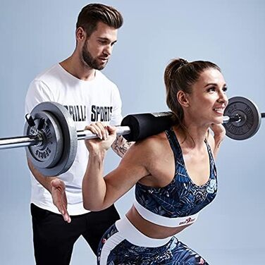 Диски для штанги GORILLA SPORTS з чавуну 20 кг, сріблясті/чорні, 30/31 мм – комплект або окремо, бамперні пластини для тренувань