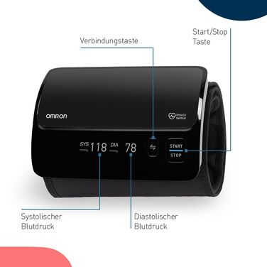 OMRON EVOLV автоматичний тонометр на плече бездротовий, клінічно перевірений, підходить для вагітних, з безкоштовним додатком для здоров'я, акційний комплект – 6 місяців OMRON connect Premium безкоштовно