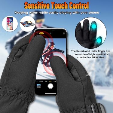 Гріючі рукавиці з акумулятором 7.4V 20000mAh, 3 режими нагріву. Електричні рукавиці з підігрівом для жінок та чоловіків. Ідеально для катання на лижах, велосипеді, піших прогулянок та мотоциклі. Колір: чорний, розмір M