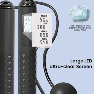 Бездротові скакалки з лічильником – скакалка без мотузки для фітнесу, кардіотренувань, чоловіків, жінок, дітей, біла