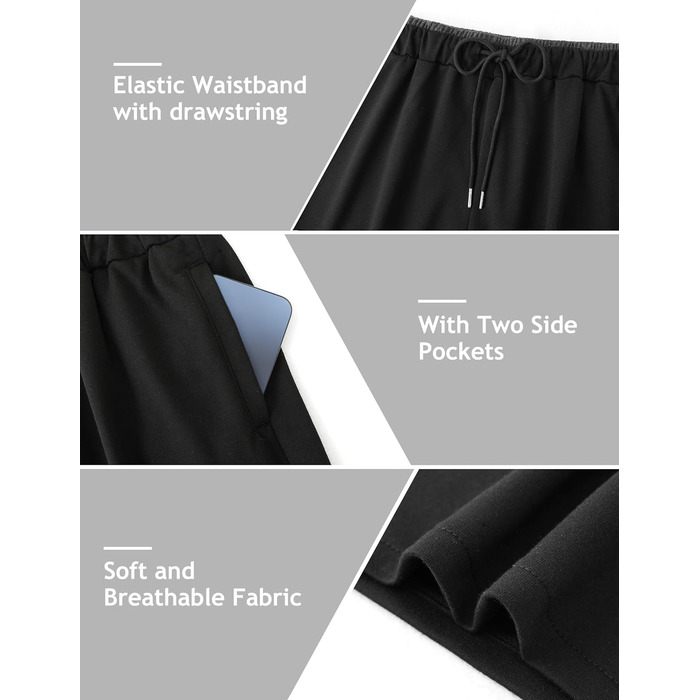 Чоловічі спортивні шорти Soer Activewear з кишенями та блискавкою, бавовняні шорти для бігу та відпочинку, чорні (XL)