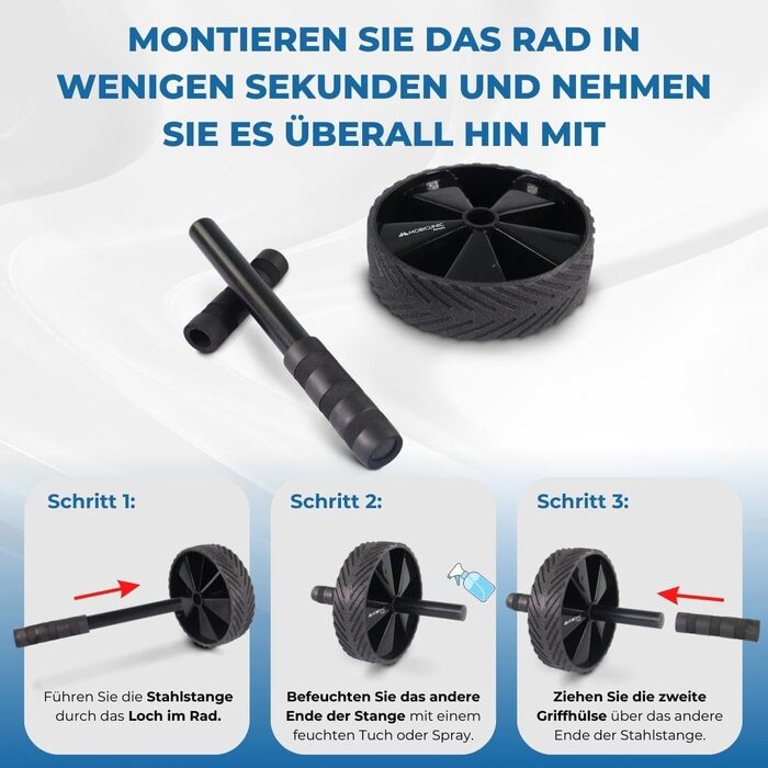 Ролер для пресу Mobiclinic з матом: комплекс для тренування пресу, до 150 кг, для дому