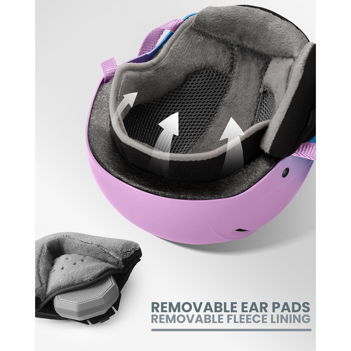 Шолом Outdooraster для сноуборду та лиж з маскою, захисний EPS, 14 вентиляційних отворів, для чоловіків, жінок та підлітків (рожево-фіолетовий градієнт, L)