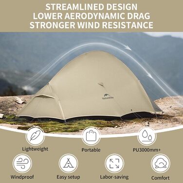 Намет Naturehike Cloud Up Pro 2 особи, легкий туристичний намет для кемпінгу, вітро- та водонепроникний, колір хакі