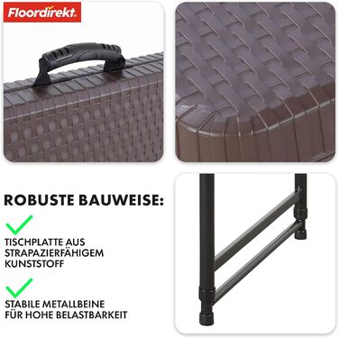 Зручний розкладний садовий стіл Floordirekt Saga 120x60 см - для тераси, балкона, кемпінгу