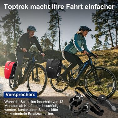 Велосипедна сумка на багажник toptrek 23-28 л, водонепроникна з відбивачами, ручкою та плечовим ременем, чорна