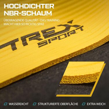 TREX SPORT Килимок для гімнастики та фітнесу, 190x80x1 см, жовтий | Килимок для йоги з неслизьким покриттям та ручкою для перенесення