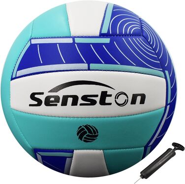 Волейбольний м'яч Senston Soft Touch, офіційний розмір 5, водонепроникний, з насосом, для пляжу, басейну та вулиці, thirsty blue