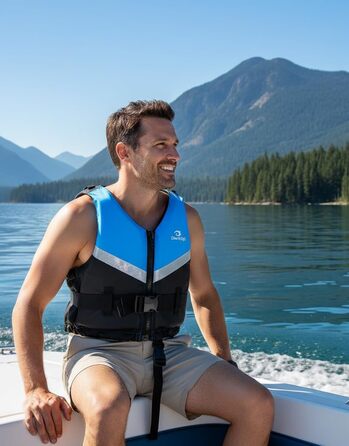 Рятувальний жилет Owntop для дорослих (XL/XXL, 70 кг+), унісекс, для каякінгу, риболовлі, вітрильного спорту та водних видів спорту, синій