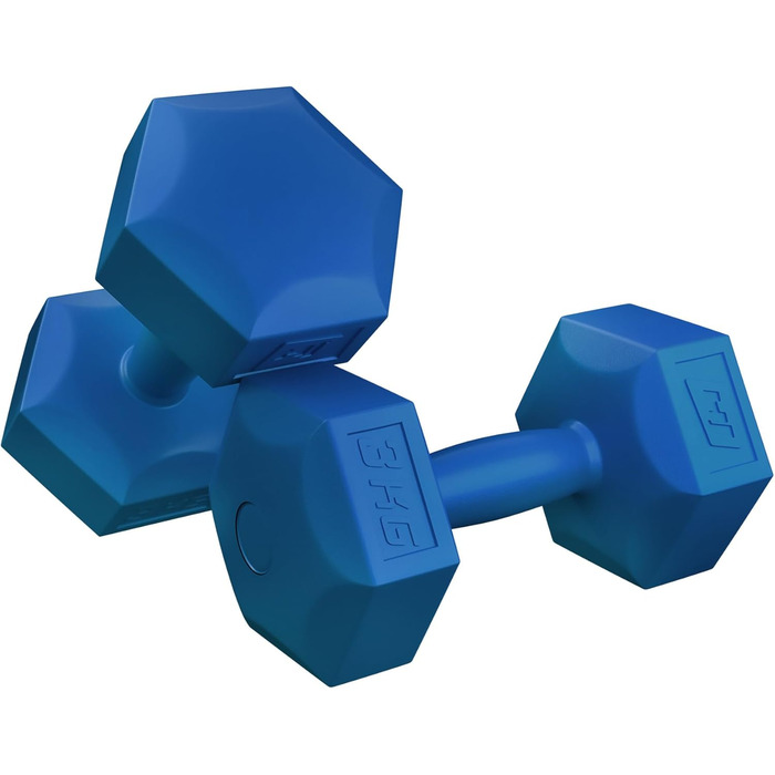 Гантелі Hop-Sport 2×3 кг, пластикові, шестигранні, набір для фітнесу та дому