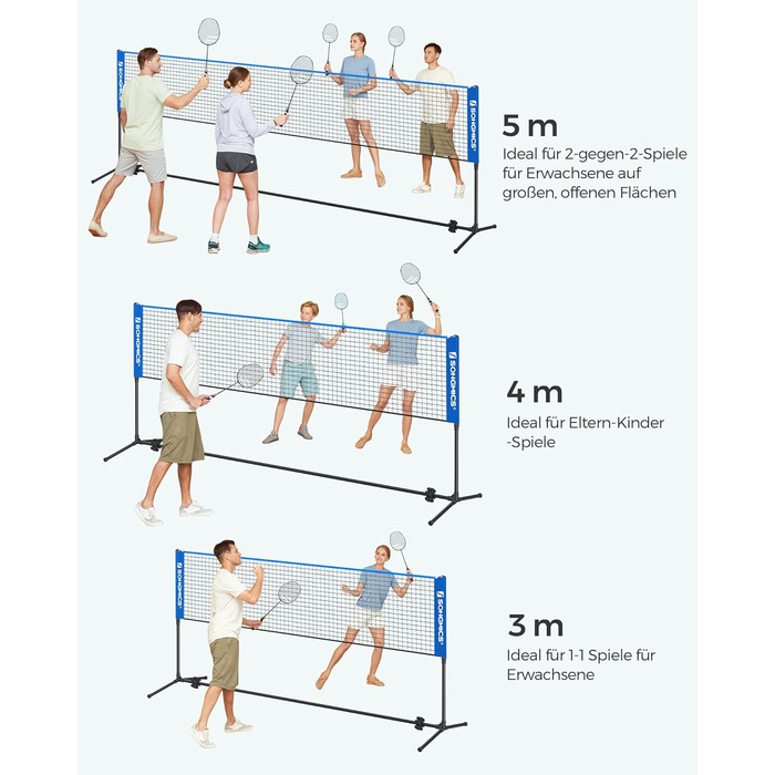 SONGMICS М'язова сітка для бадмінтону та волейболу, регульована висота, 3 м, блакитна