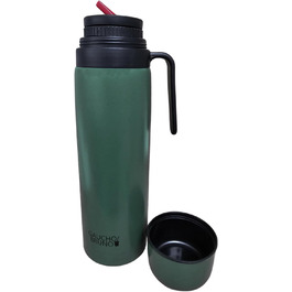 Термос Gaucho Bruno Yerba Mate з носиком, ручкою та гвинтовою кришкою, нержавіюча сталь із зеленим покриттям Crinkle, для гарячих та холодних напоїв
