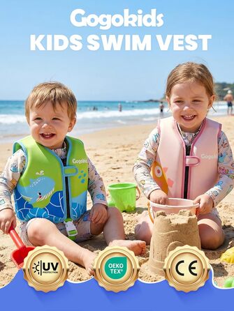 Дитячий жилет для плавання Gogokids 15-30 кг, для навчання плаванню, 1-8 років, зелений S (1-3 роки)