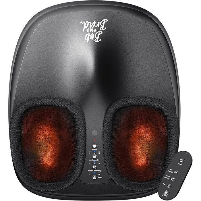 Електричний масажер для ніг Bob and Brad Lite з підігрівом, розминаючою та компресійною функцією, Shiatsu масажер для ніг, для зняття болю (до 45 розміру), з пультом керування