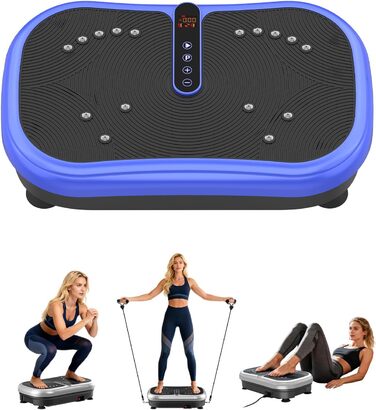Вібраційна платформа для фітнесу 200W з пультом, 120 рівнів, ультразвук & гумові ніжки – для домашніх тренувань, підтяжки м'язів та відновлення, ідеально для жінок та літніх людей (Блакитна)