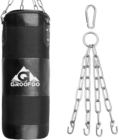 Боксерський мішок для дітей та дорослих GROOFOO, 100x33 см, чорний, Oxford, міцний, для боксу, MMA, Муай Тай, без наповнювача