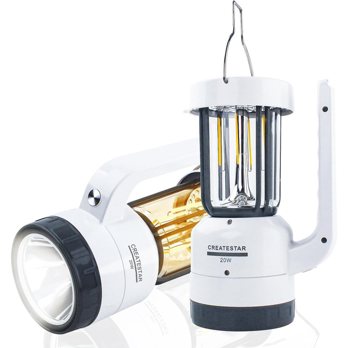 LED кемпінговий ліхтар CREATESTAR: зарядний, з ліхтариком, USB, диммування, IP43, водонепроникний, для туризму, відпочинку, надзвичайних ситуацій