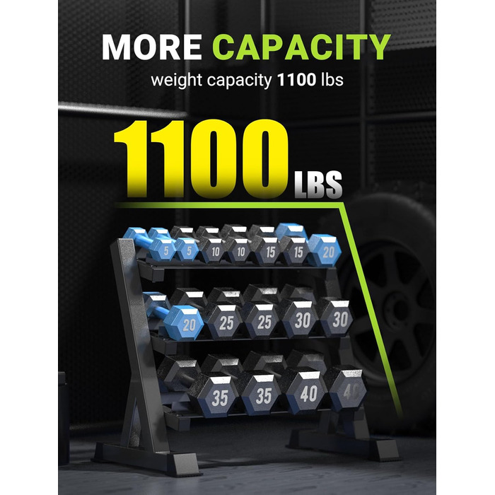 Дірекс стійка для штанги з 3/5 рівнями, для гантелей, гир, штанги, до 500 кг, регульована (з набором гантелей 10 кг, фіолетовий)