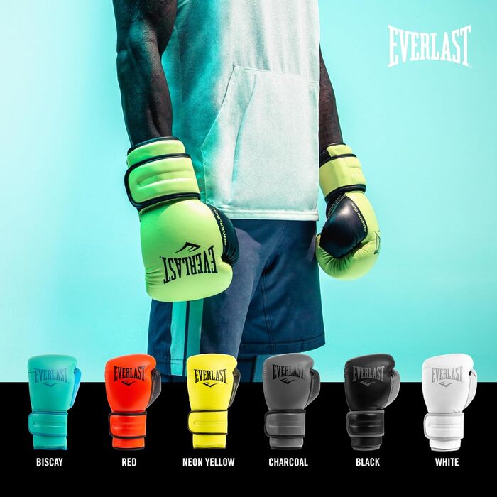 Боксерські рукавички Everlast Powerlock 2 Pro: для спарингу, тренувань з мішком та захисту зап'ястя. Оригінальні рукавички Everlast Gear, 12oz, NEON YELLOW