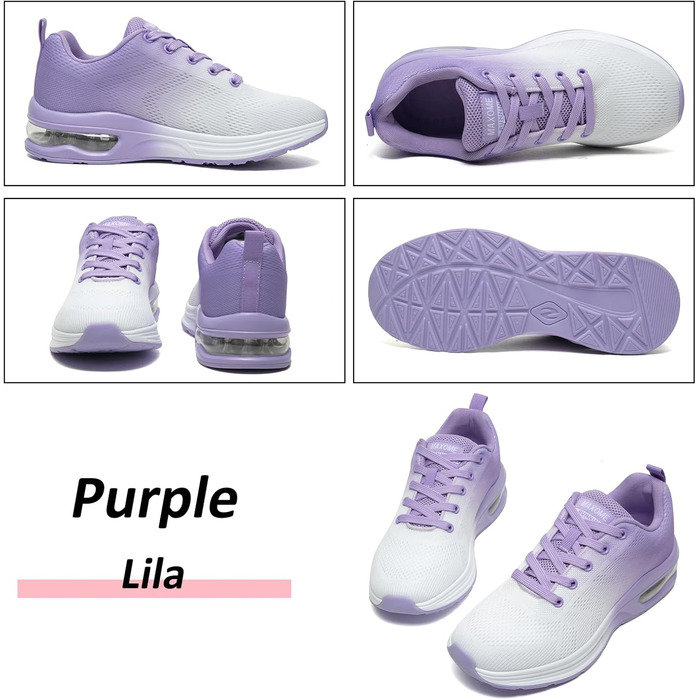 Жіночі кросівки для бігу та фітнесу Laufschuhe Lila з повітряною амортизацією та ортопедичною підтримкою 38 EU