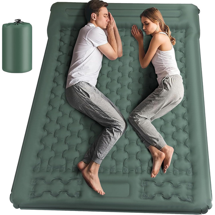 Кемпінговий килимок Jaztral самонадувний, 12 см, для відпочинку на природі, 137x200 см (подвійний).