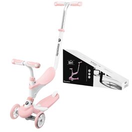 Самокат дитячий Kinderroller 5 в 1 рожевий: самокат-біговел, з сидінням, для дівчаток та хлопчиків