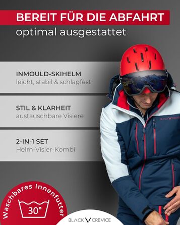 Шолом гірськолижний BLACK CREVICE Gstaad з візором (Navy/Orange) | Полікарбонат, регулювання розміру 51-53 см