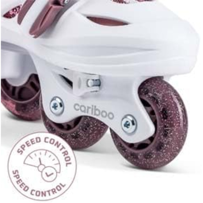Дитячі ролики Cariboo для початківців, регульовані, 2 розміри, з навчальними колесами, рожеві, для дівчаток, балерина (31-35, рожево-сливовий)