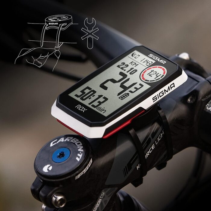 Велокомп'ютер SIGMA SPORT ROX 4.0 White з GPS, водонепроникний, для електровелосипедів, з висотоміром, 2.4'' екран, білий, з GPS-кріпленням
