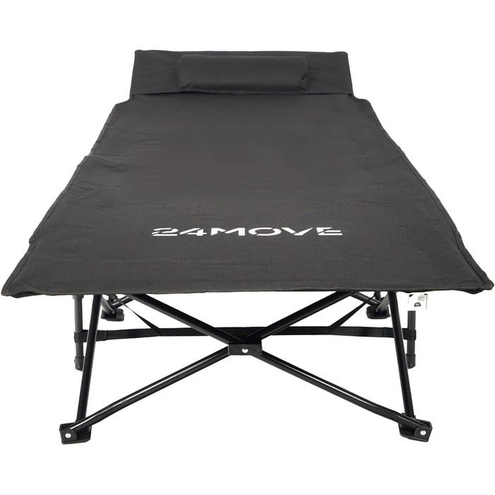 Розкладне ліжко 24MOVE® для кемпінгу та відпочинку на природі, 190x67x34 см, чорне