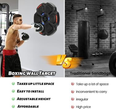 LEAFIA Музична боксерська машина: LED-дисплей, кріплення для боксерського мішка, Bluetooth, 9 режимів швидкості, підрахунок ударів, для зняття стресу та покращення реакції. Підходить для дорослих та дітей.